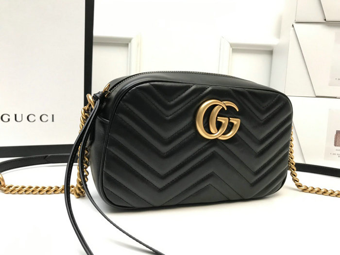 Gucci GG Marmont Small Matelasse Shoulder Bag 447632 Black