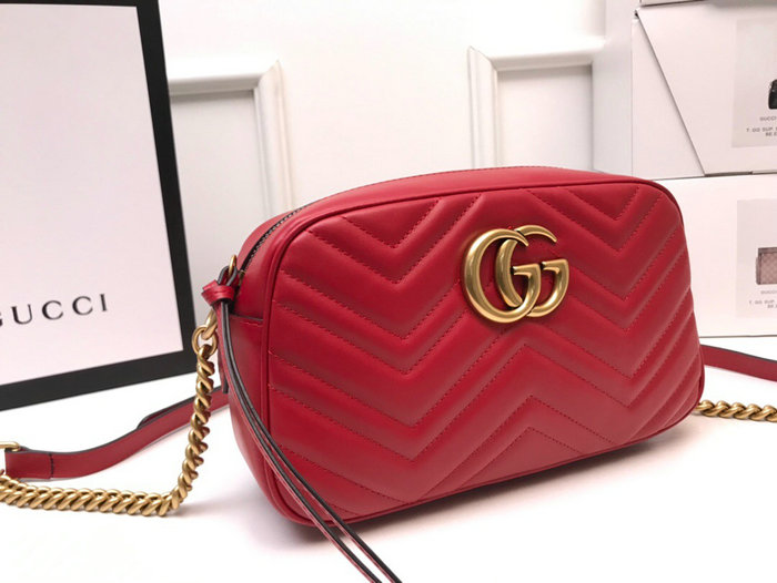 Gucci GG Marmont Small Matelasse Shoulder Bag 447632 Red