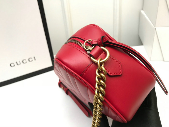 Gucci GG Marmont Small Matelasse Shoulder Bag 447632 Red