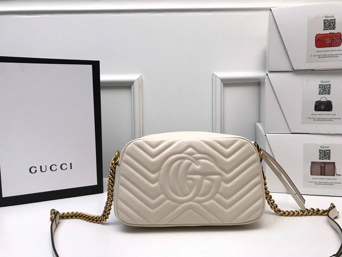 Gucci GG Marmont Small Matelasse Shoulder Bag 447632 White