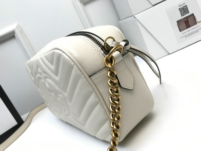 Gucci GG Marmont Small Matelasse Shoulder Bag 447632 White