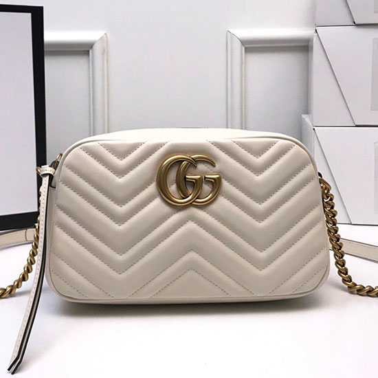 Gucci GG Marmont Small Matelasse Shoulder Bag 447632 White