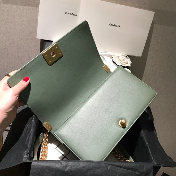 Medium Chanel Lambskin Boy Bag Green A67086