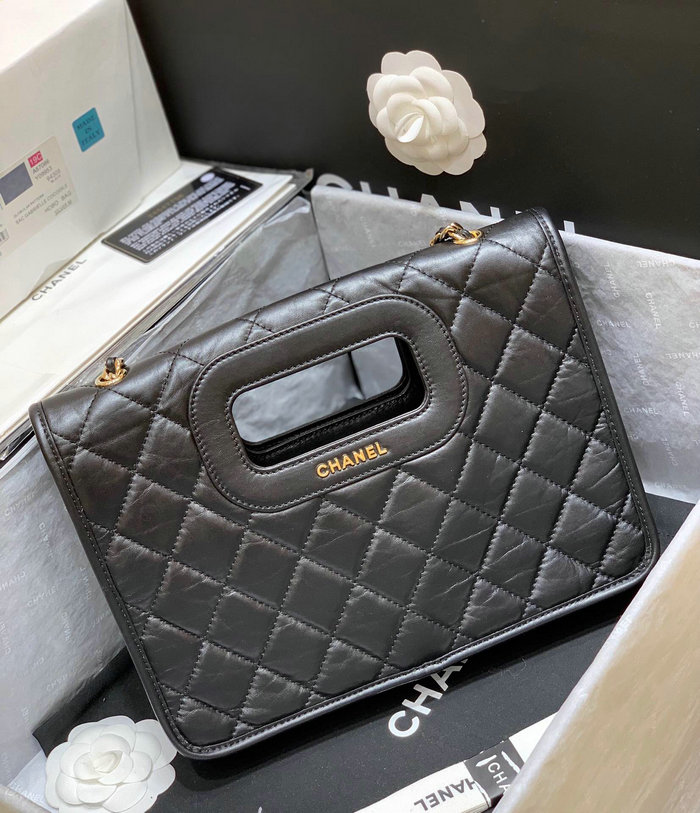 Chanel Aged Calfskin Flap Bag Black AS1430