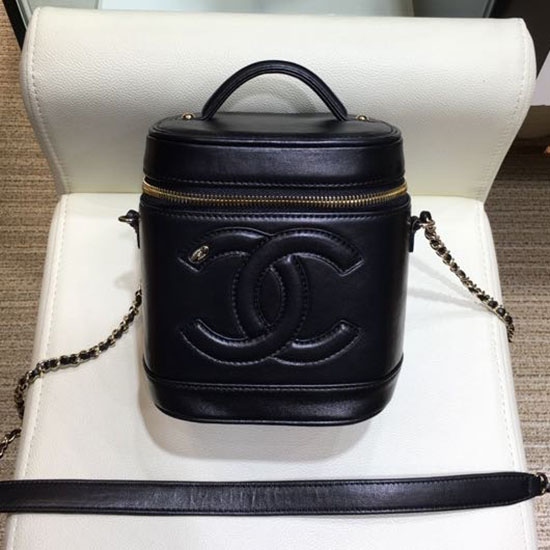 Chanel Lambskin CC Logo Coco Vanity Case Bag Black AS0323