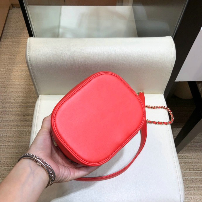 Chanel Lambskin CC Logo Coco Vanity Case Bag Red AS0323