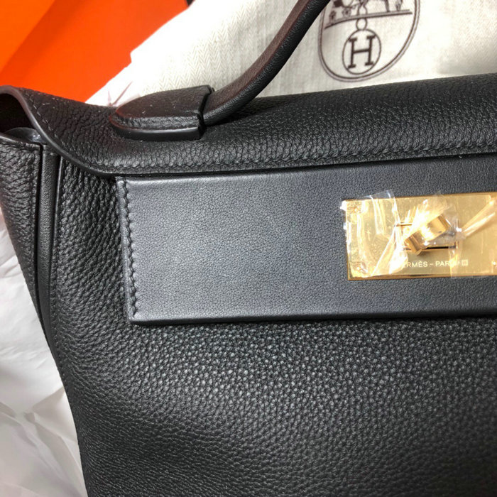 Hermes Kelly 24/24 Togo Leather Bag Black H06131