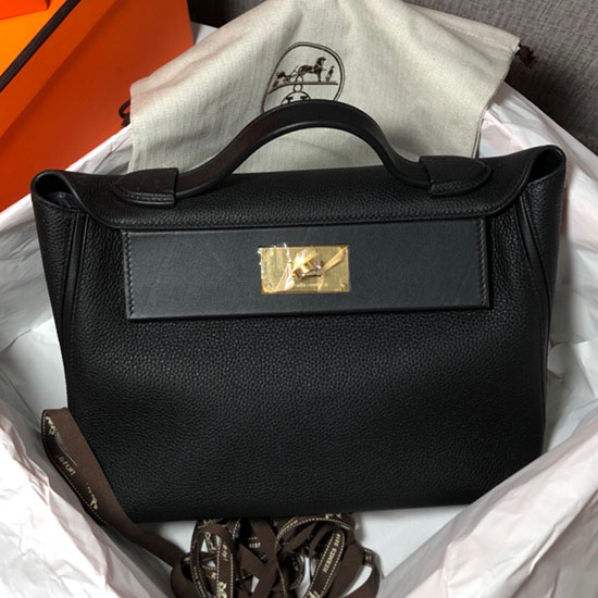 Hermes Kelly 24/24 Togo Leather Bag Black H06131