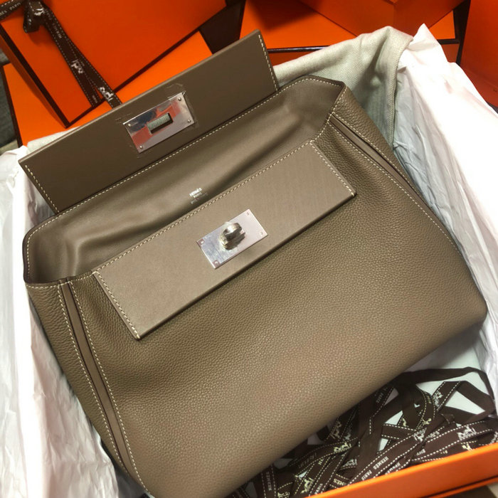 Hermes Kelly 24/24 Togo Leather Bag Dark Grey H06131