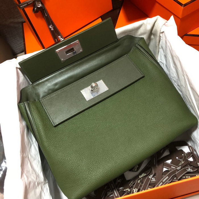 Hermes Kelly 24/24 Togo Leather Bag Green H06131