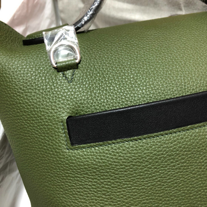 Hermes Kelly 24/24 Togo Leather Bag Green and Black H06131