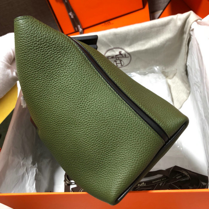 Hermes Kelly 24/24 Togo Leather Bag Green and Black H06131