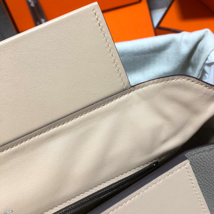 Hermes Kelly 24/24 Togo Leather Bag Grey and Beige H06131