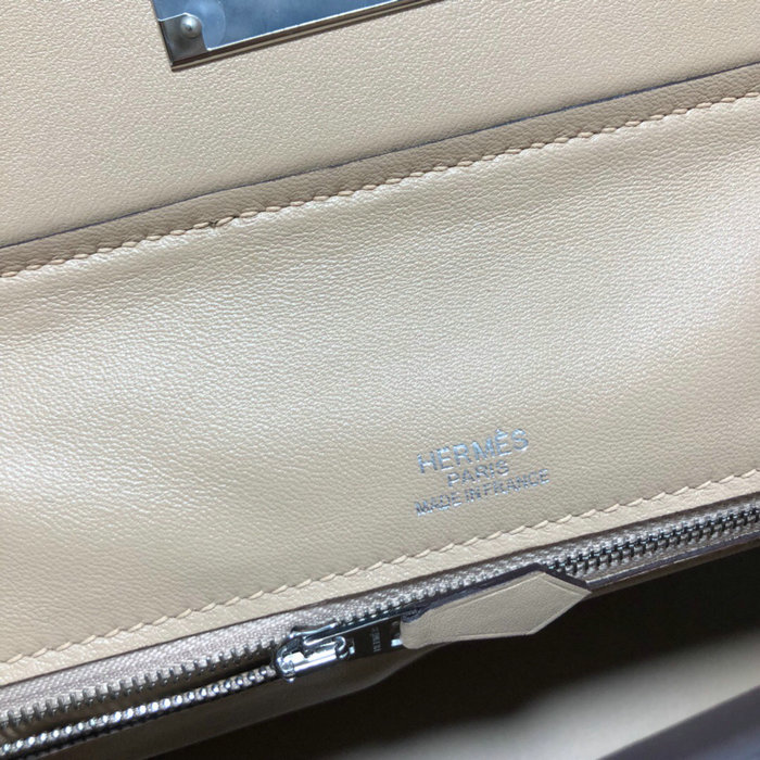 Hermes Kelly 24/24 Togo Leather Bag Grey and Beige H06131