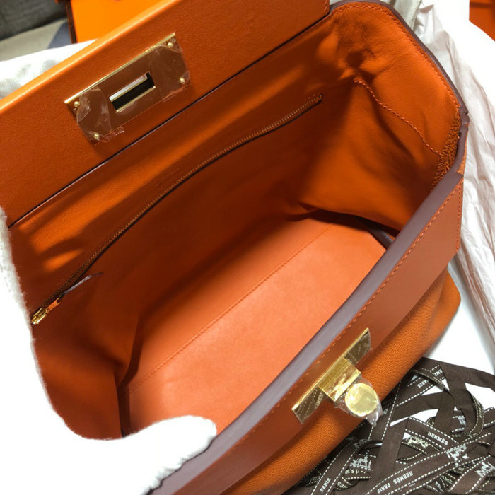 Hermes Kelly 24/24 Togo Leather Bag Orange with Gold Hardware H06131