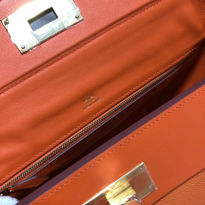 Hermes Kelly 24/24 Togo Leather Bag Orange with Gold Hardware H06131