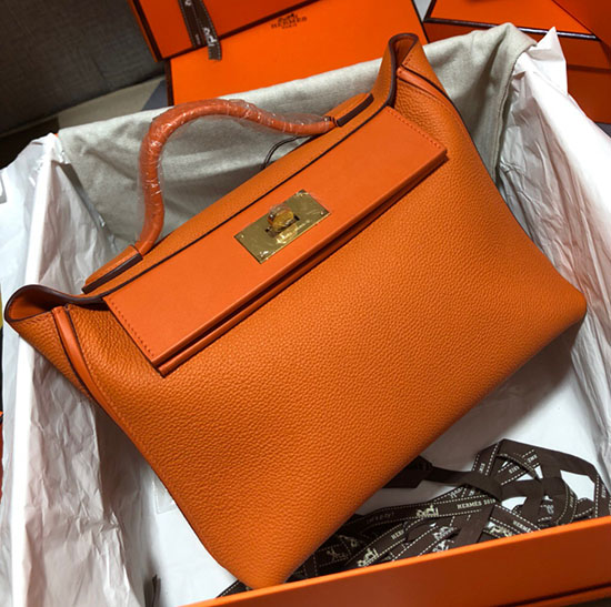 Hermes Kelly 24/24 Togo Leather Bag Orange with Gold Hardware H06131