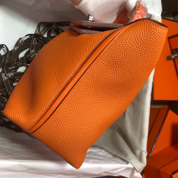 Hermes Kelly 24/24 Togo Leather Bag Orange with Silver Hardware H06131