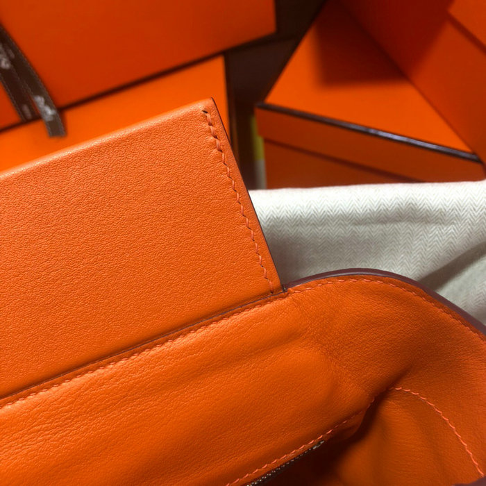 Hermes Kelly 24/24 Togo Leather Bag Orange with Silver Hardware H06131