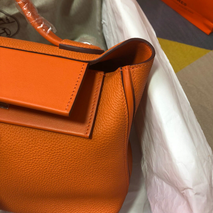 Hermes Kelly 24/24 Togo Leather Bag Orange with Silver Hardware H06131