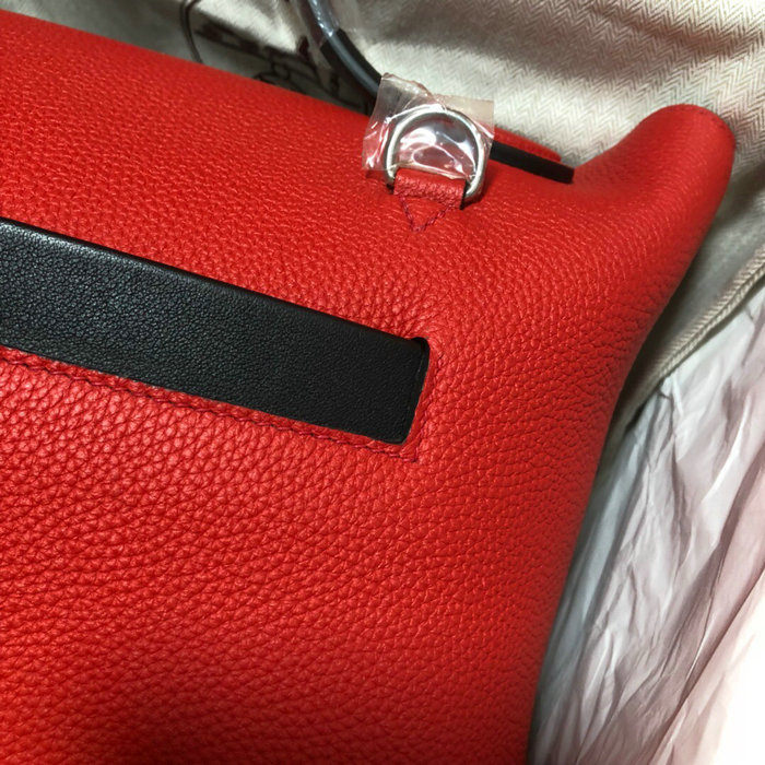 Hermes Kelly 24/24 Togo Leather Bag Red and Black H06131