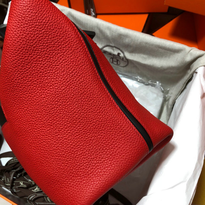 Hermes Kelly 24/24 Togo Leather Bag Red and Black H06131