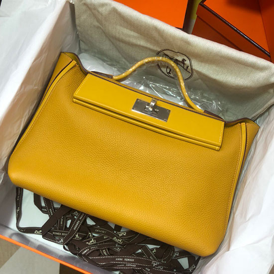 Hermes Kelly 24/24 Togo Leather Bag Yellow H06131