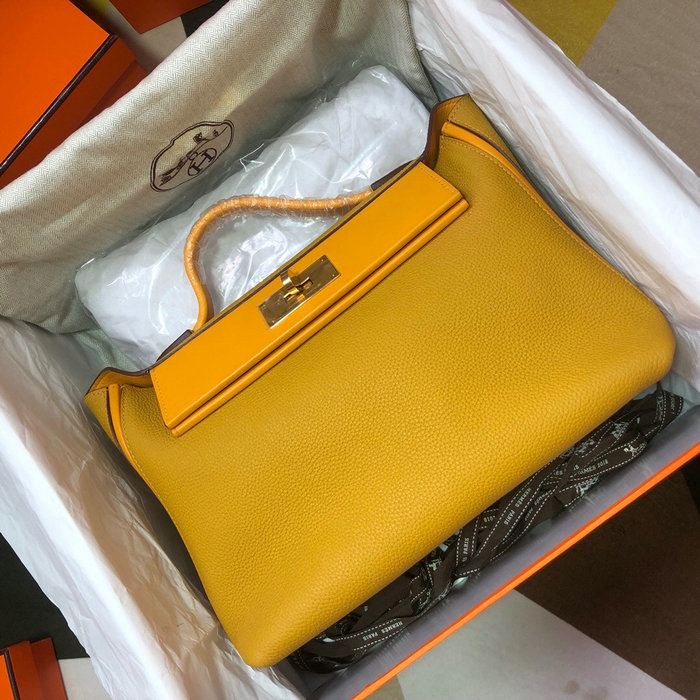 Hermes Kelly 24/24 Togo Leather Bag Yellow and Dark Yellow H06131