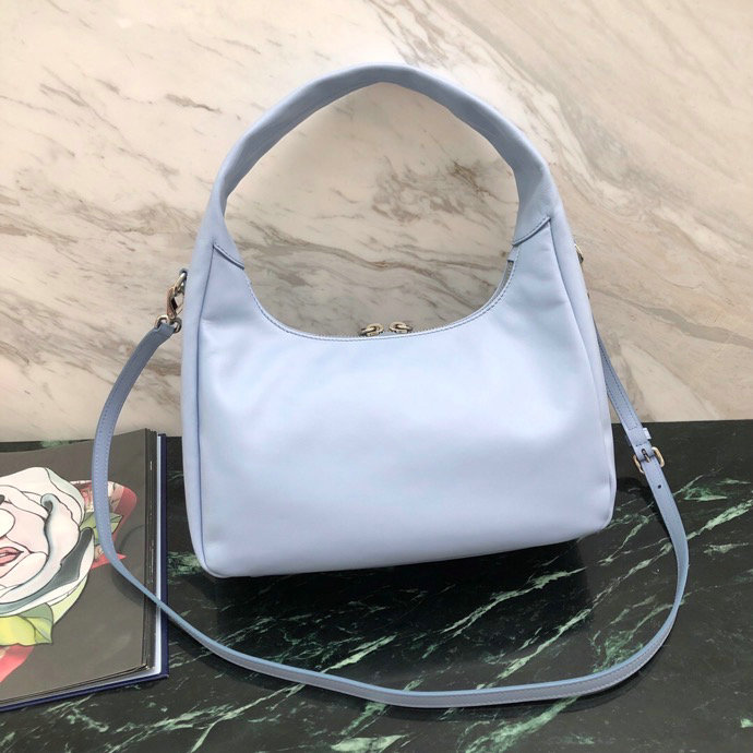 Prada Calfskin Hobo Bag Blue 1BC132