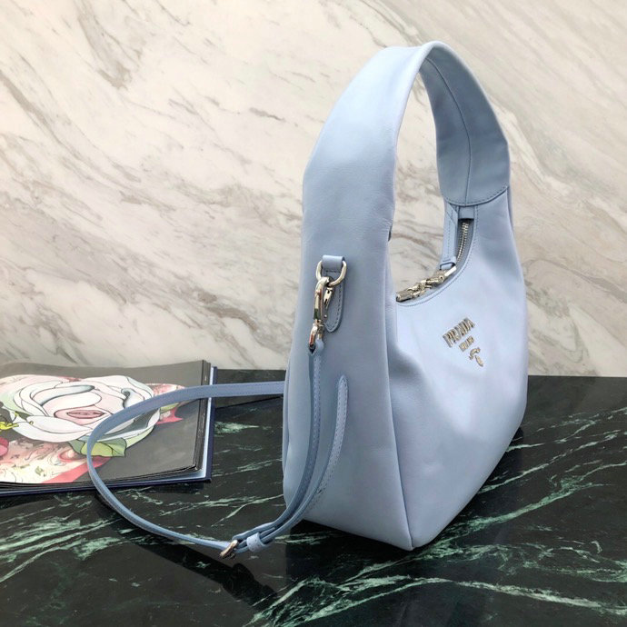 Prada Calfskin Hobo Bag Blue 1BC132