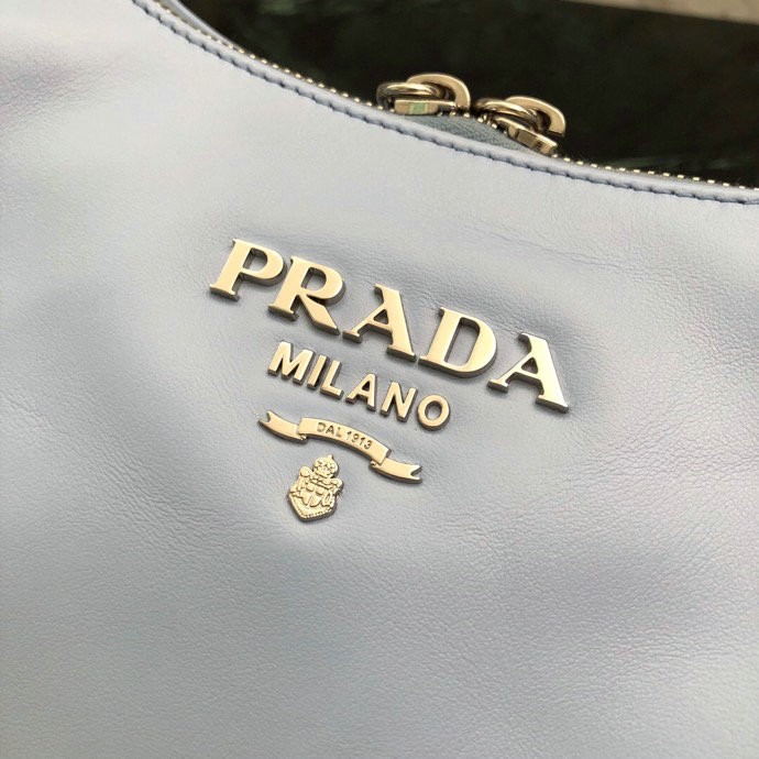 Prada Calfskin Hobo Bag Blue 1BC132