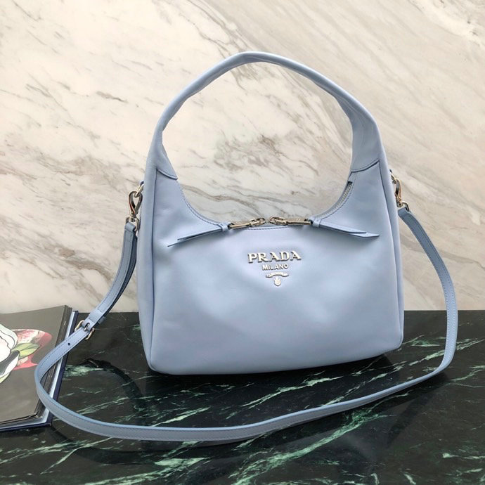 Prada Calfskin Hobo Bag Blue 1BC132