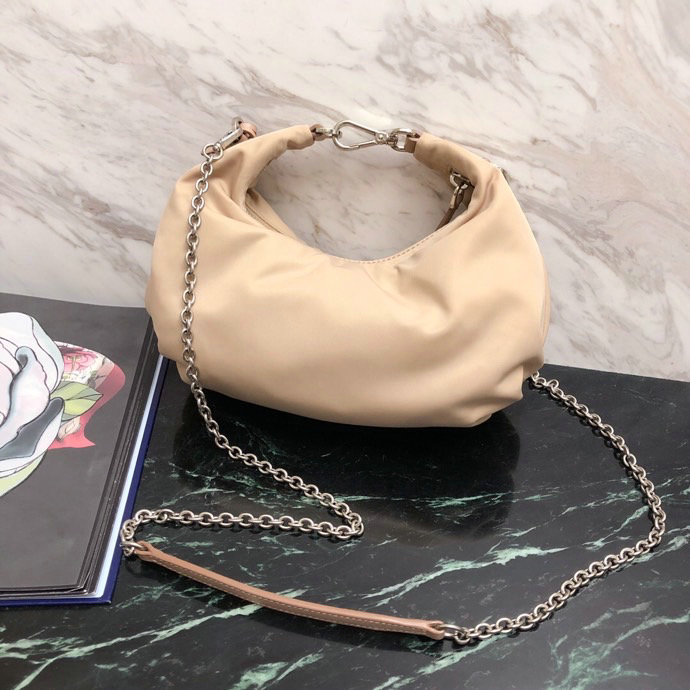 Prada Nylon Hobo Bag Beige 1BH172