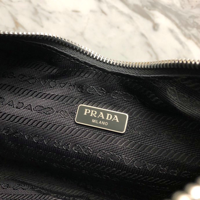 Prada Nylon Hobo Bag Black 1BH172