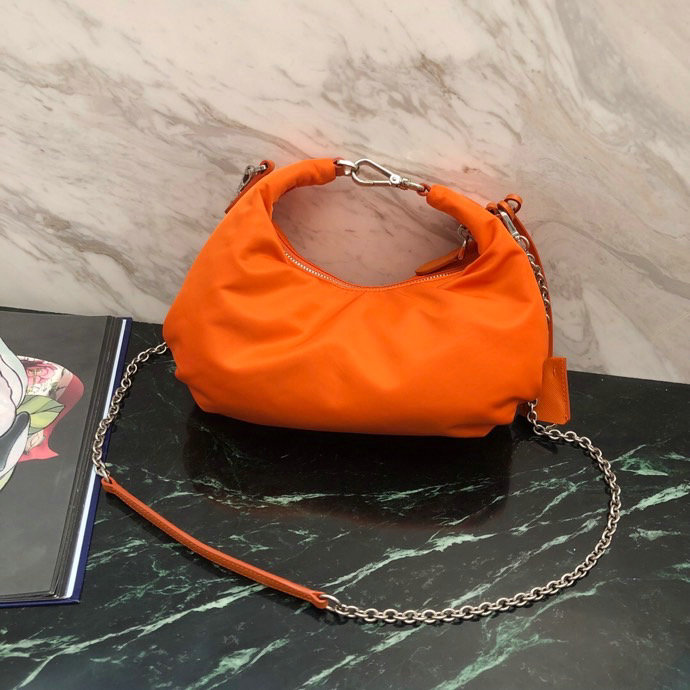 Prada Nylon Hobo Bag Orange 1BH172