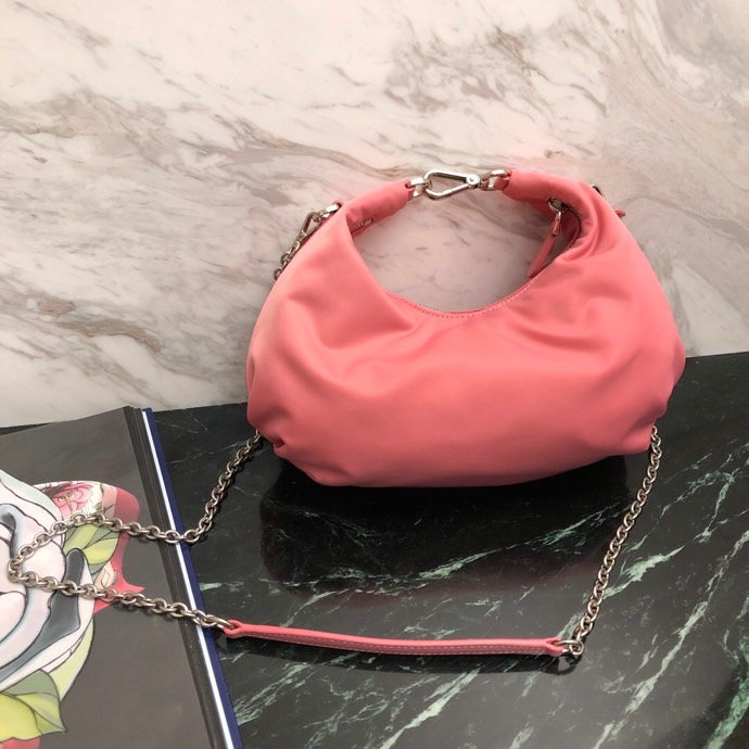 Prada Nylon Hobo Bag Pink 1BH172