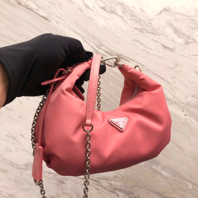 Prada Nylon Hobo Bag Pink 1BH172