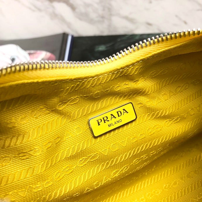 Prada Nylon Hobo Bag Yellow 1BH172