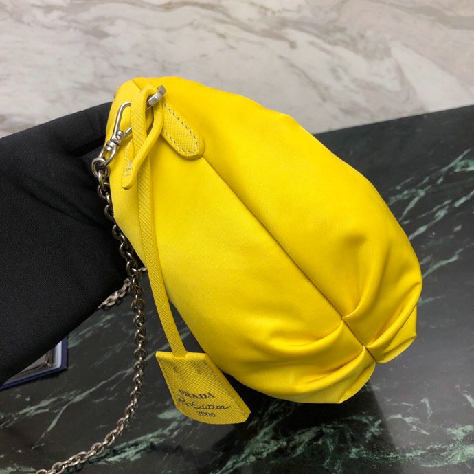 Prada Nylon Hobo Bag Yellow 1BH172