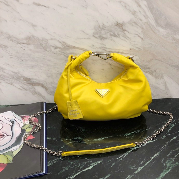 Prada Nylon Hobo Bag Yellow 1BH172