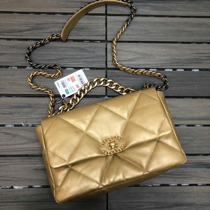 Chanel 19 Large Flap Bag Gold AS1160