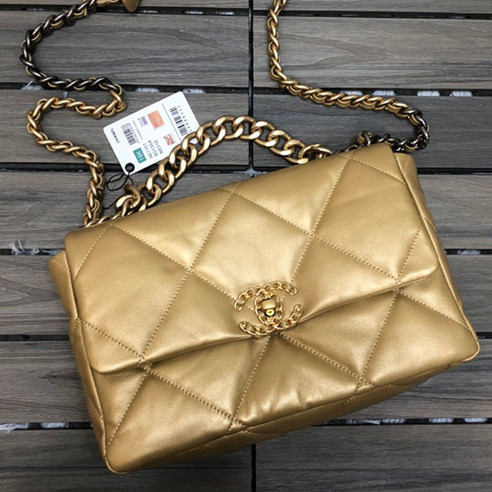 Chanel 19 Large Flap Bag Gold AS1160