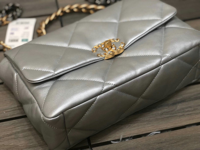 Chanel 19 Large Flap Bag Silver AS1160