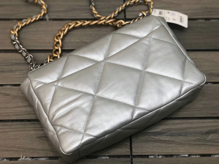 Chanel 19 Large Flap Bag Silver AS1160