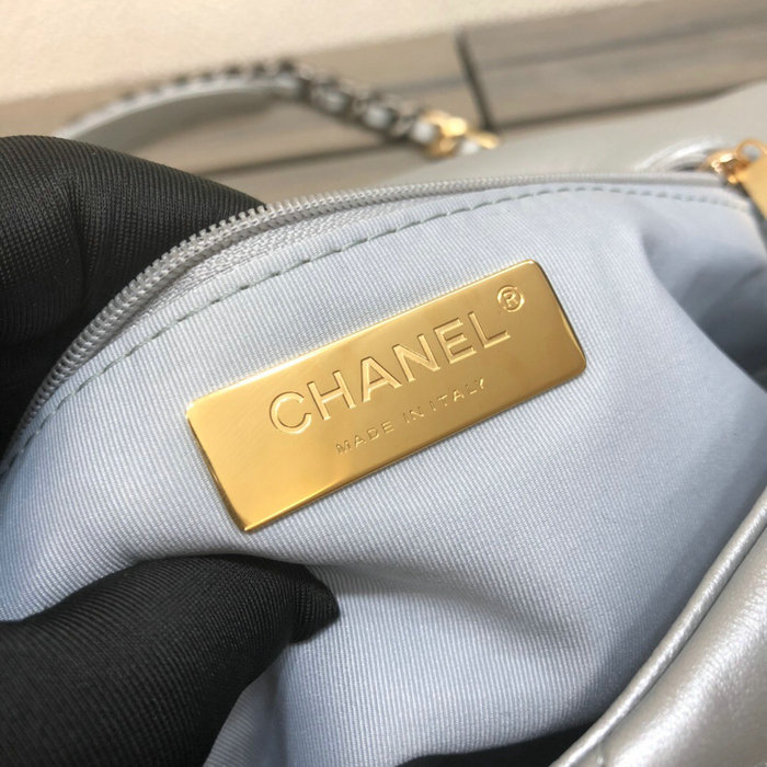 Chanel 19 Large Flap Bag Silver AS1160