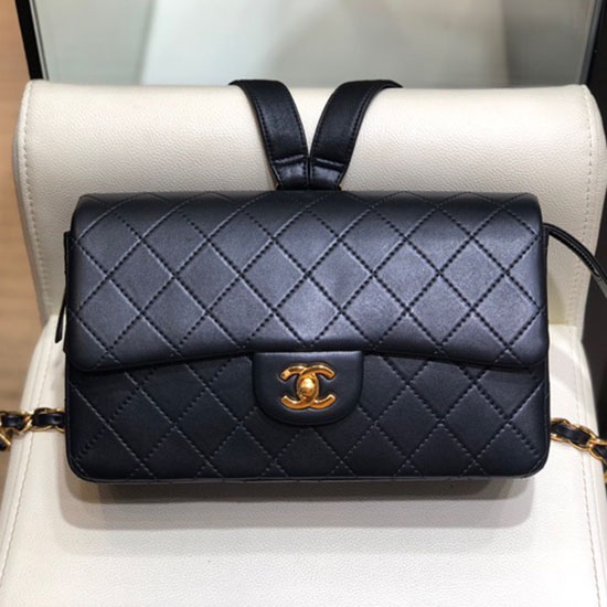 Chanel Lambskin Flap Bag Black AS07063