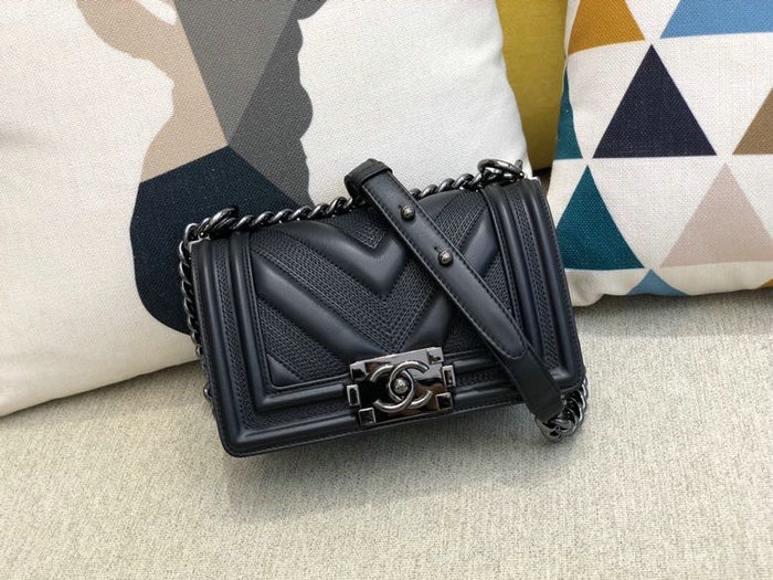 Small Boy Chanel Calfskin Flap Bag Black A67085