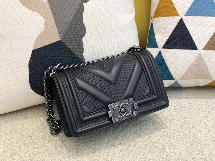 Small Boy Chanel Calfskin Flap Bag Black A67085