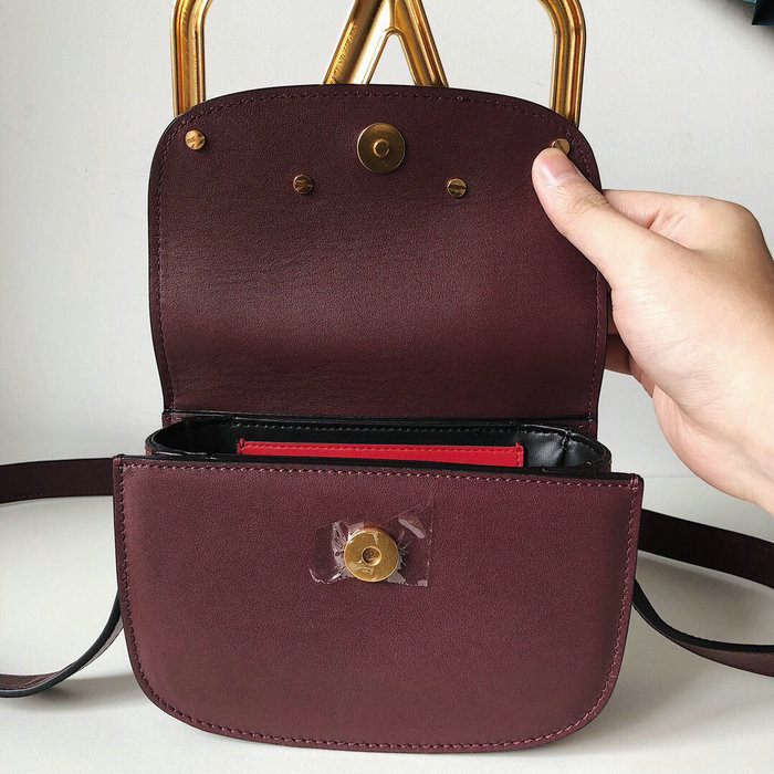 Valentino Small Supervee Calfskin Crossbody Bag Burgundy V07194