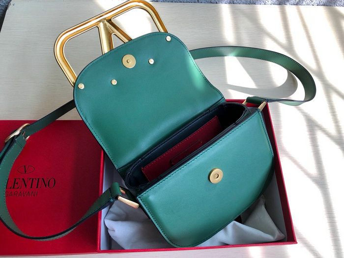 Valentino Small Supervee Calfskin Crossbody Bag Green V07194